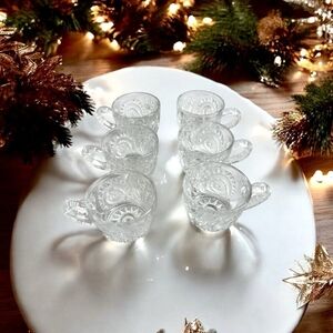 EAPG L.E. Smith Pinwheel Stars Punch Cups Set of 6 Clear Vintage Glass Excellent